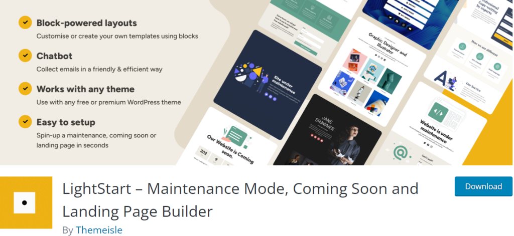 LightStart coming soon landing page builder