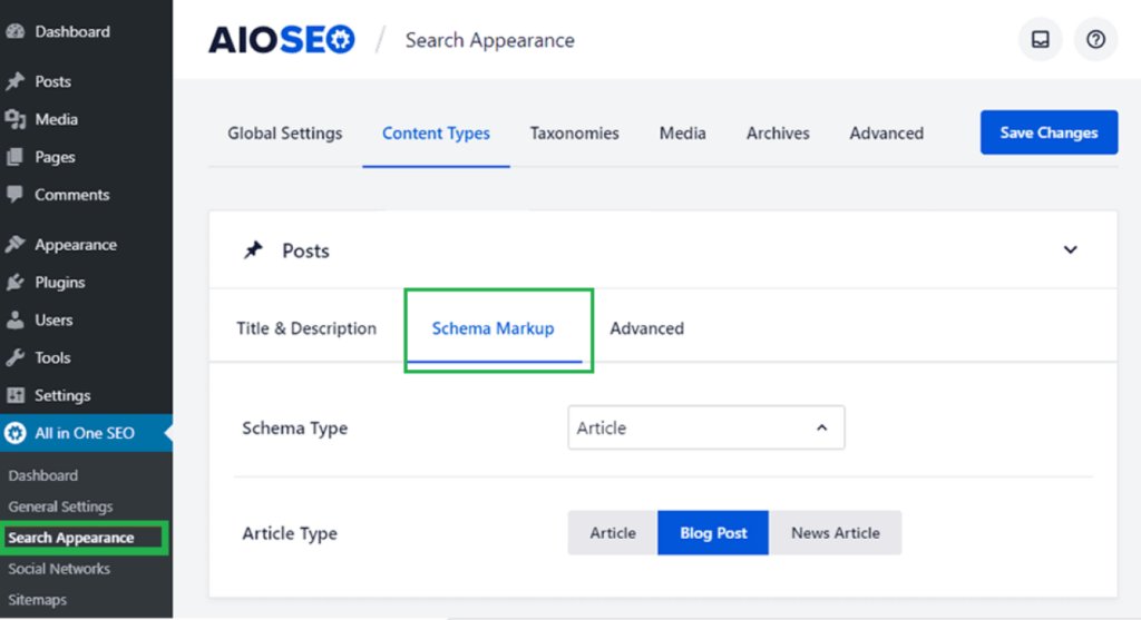 Schema markup of AIOSEO