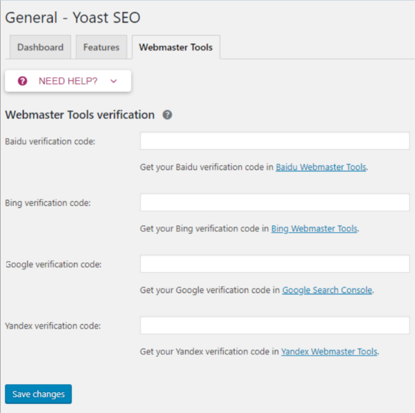 Webmaster Tools on Yoast