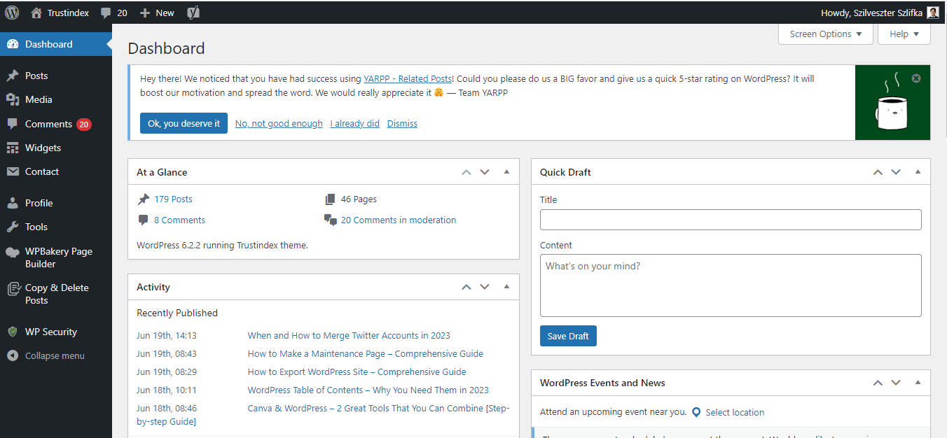 wordpress user and easy username updater
