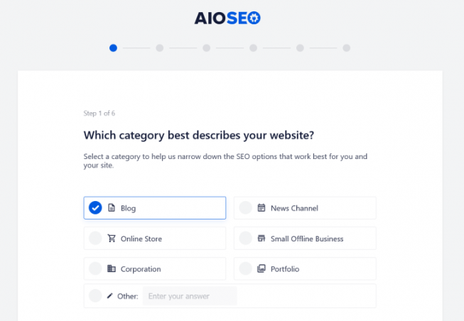 All in One SEO configuration wizard
